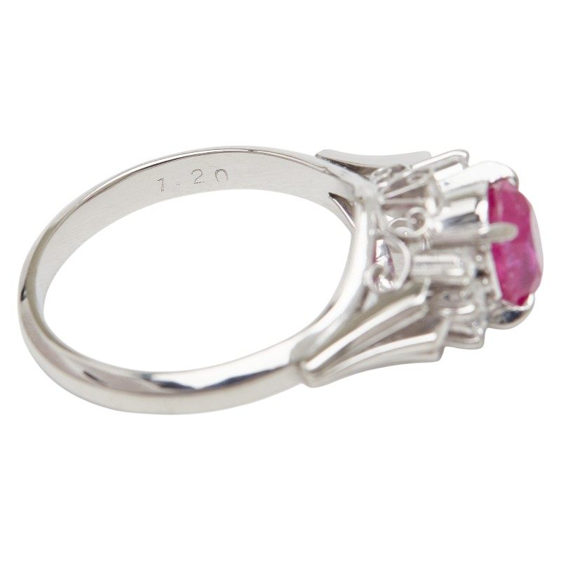 Platinum Diamond Ruby Ring – close-up