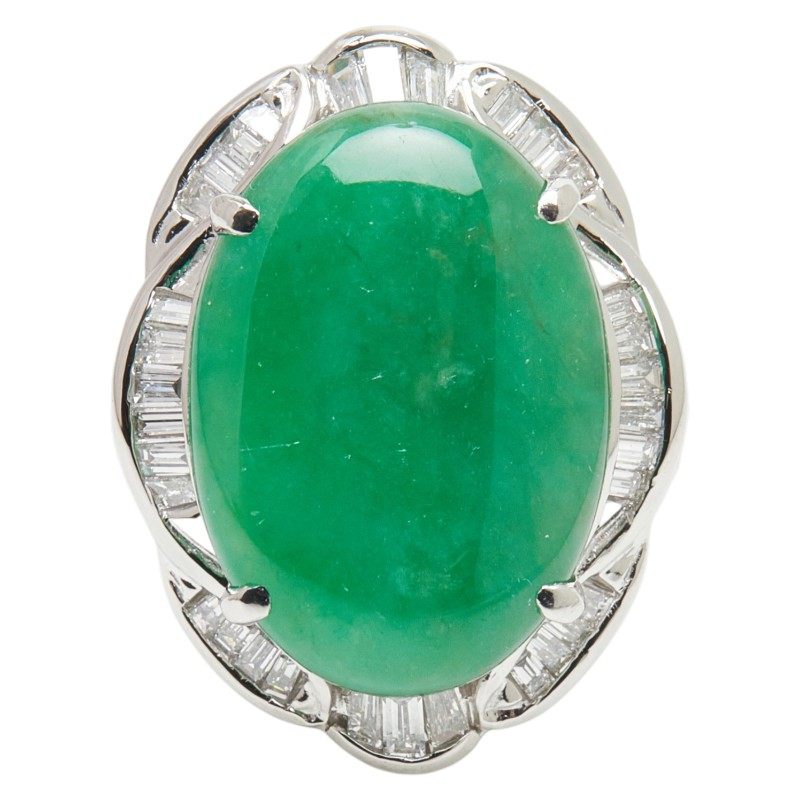 Platinum Diamond Jade Ring – side view