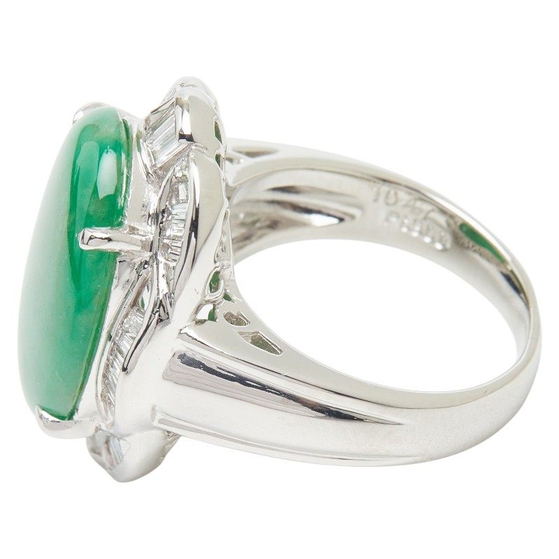Platinum Diamond Jade Ring – top view