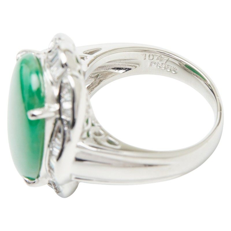 Platinum Diamond Jade Ring – close-up