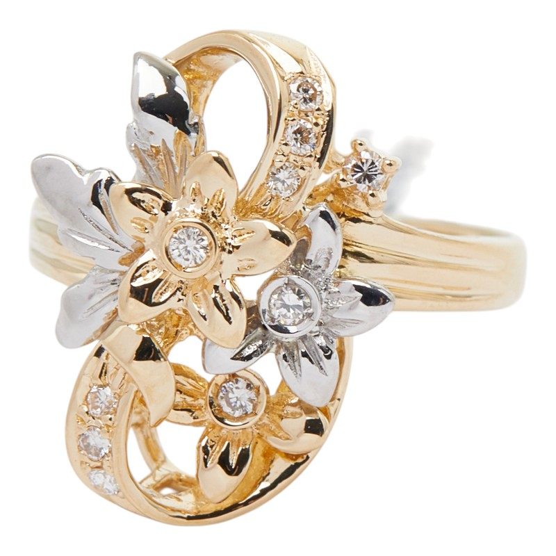 Platinum Flower Diamond Ring – side view