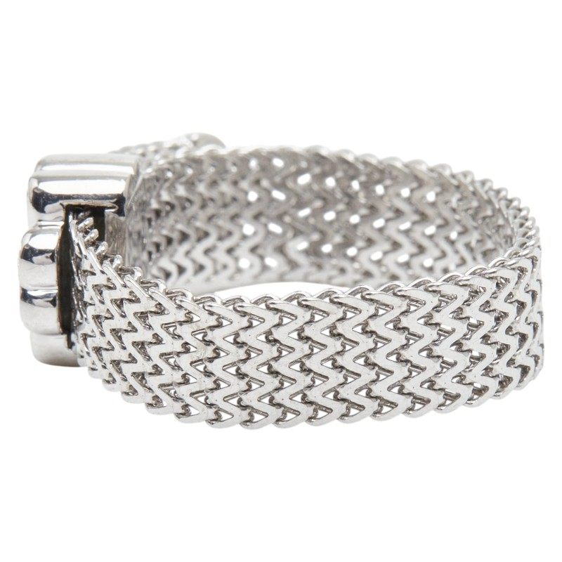 18K White Gold Clover Belt Diamond Ring – top view