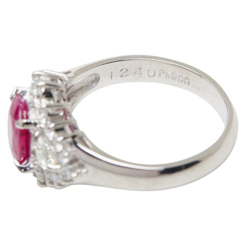 Platinum Flower Diamond Ruby Ring – alternate view