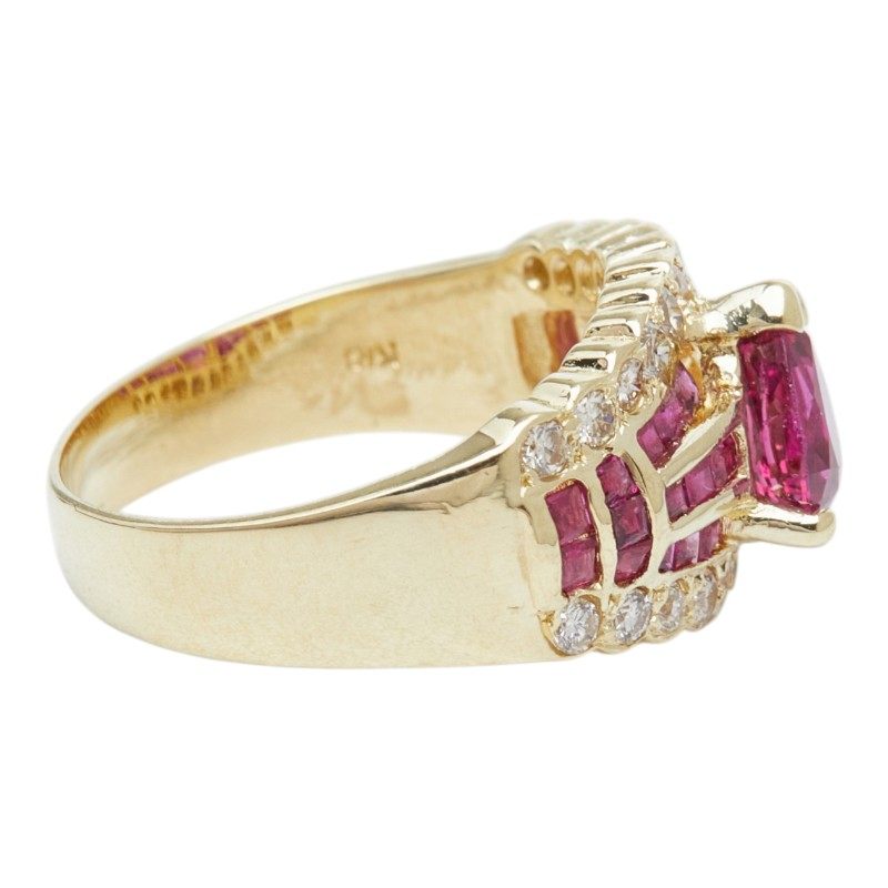 18K Yellow Gold Diamond Ruby Ring – inside band