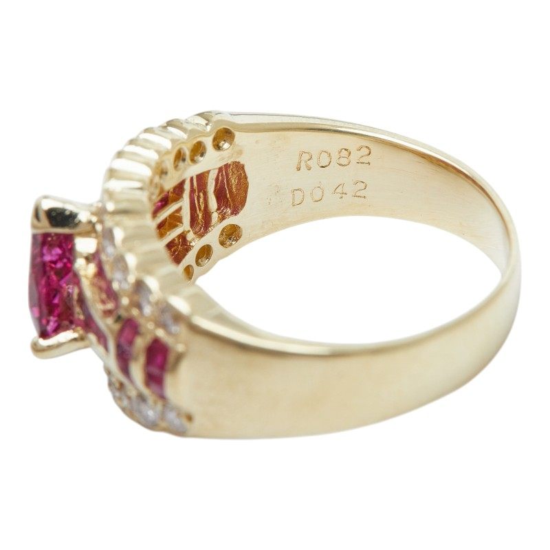 18K Yellow Gold Diamond Ruby Ring – alternate view
