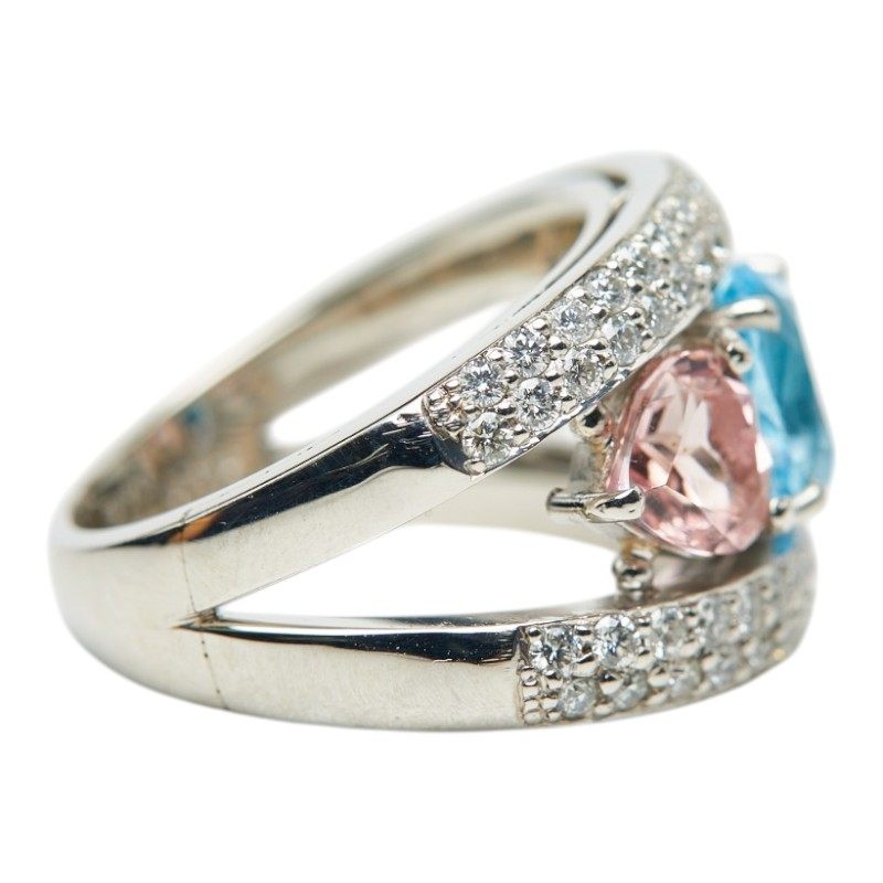 Platinum Morganite Diamond Topaz Ring – alternate view