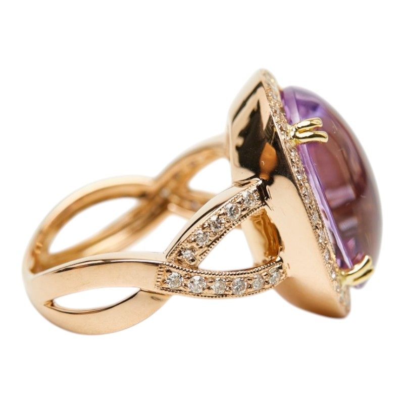 18K Rose Gold Diamond Amethyst Ring – alternate view