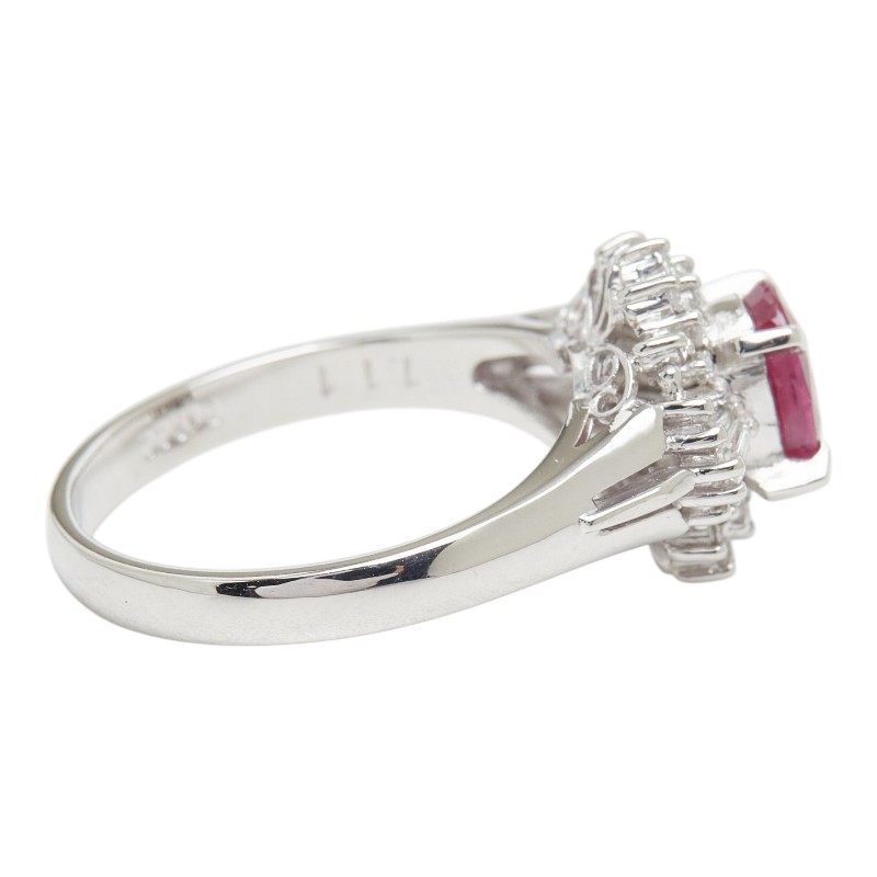 Platinum Flower Diamond Ruby Ring – inside band