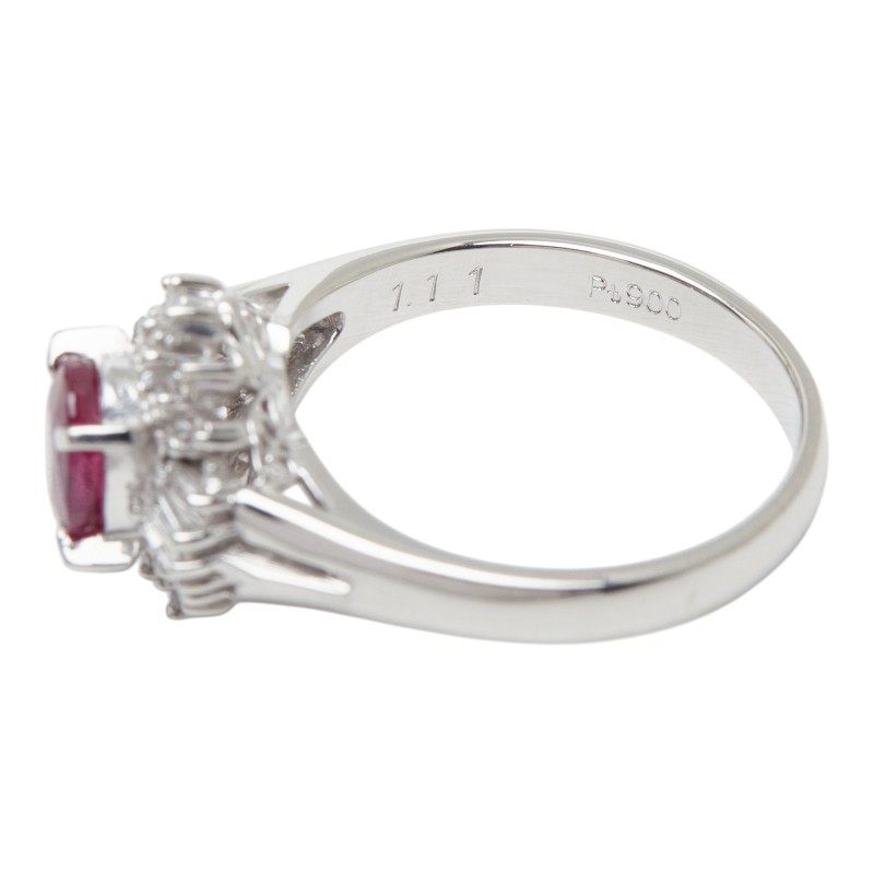 Platinum Flower Diamond Ruby Ring – alternate view