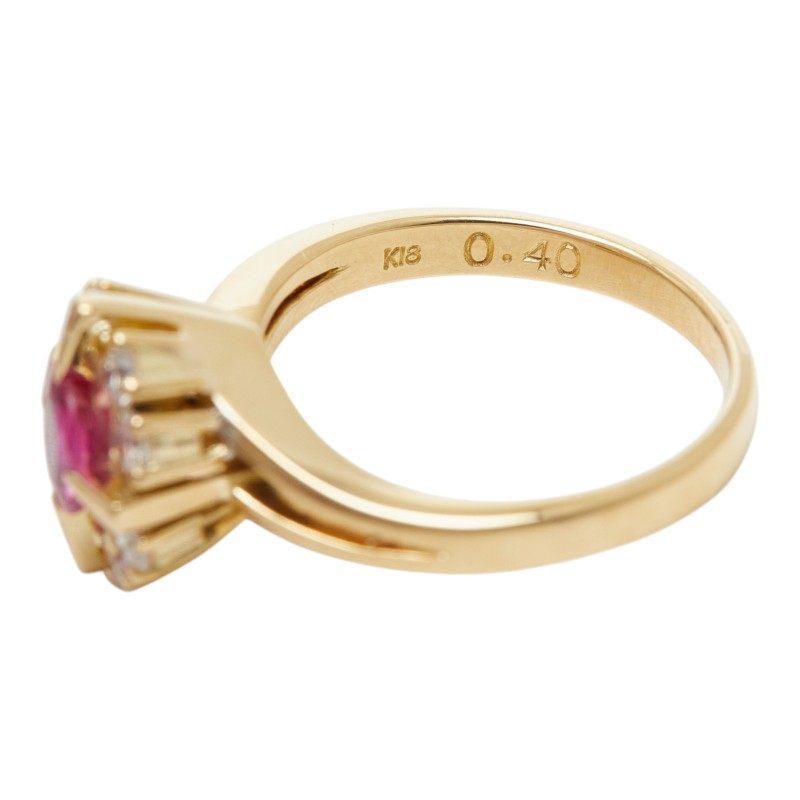 18K Yellow Gold Flower Diamond Ruby Ring – alternate view