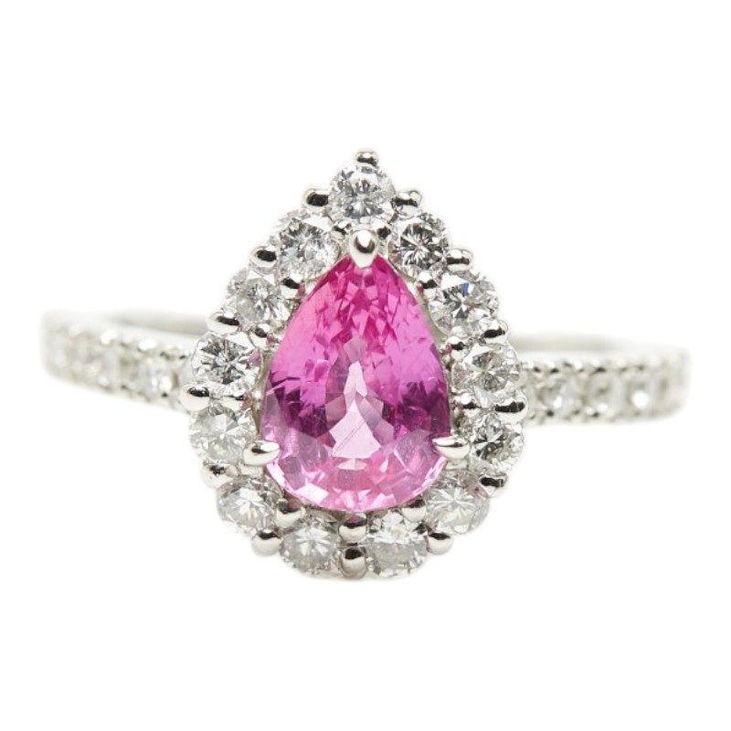 Platinum Diamond Sapphire Ring – front view