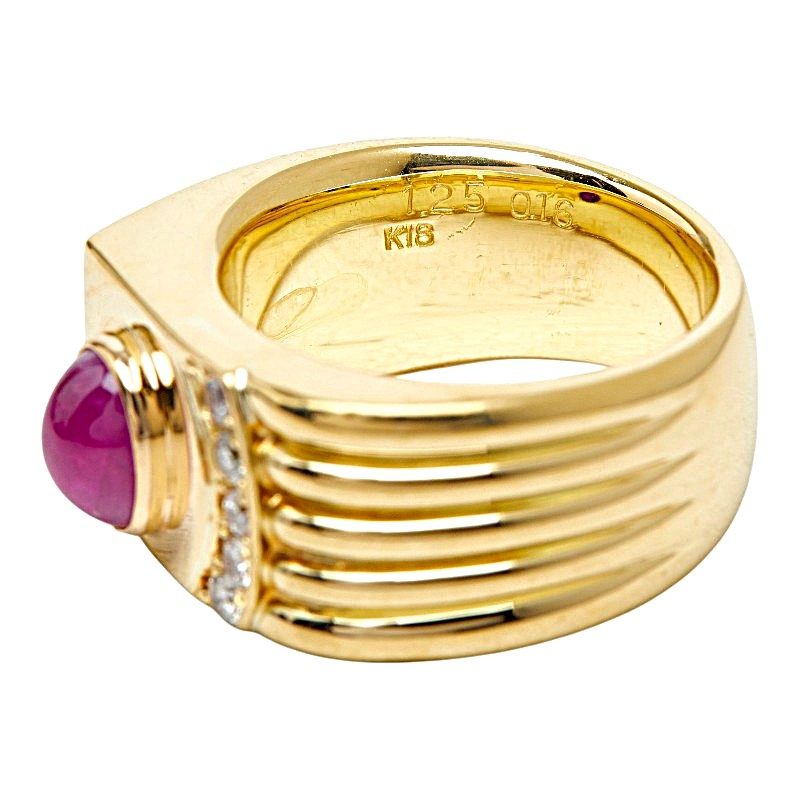 18K Yellow Gold Diamond Ruby Ring – alternate view