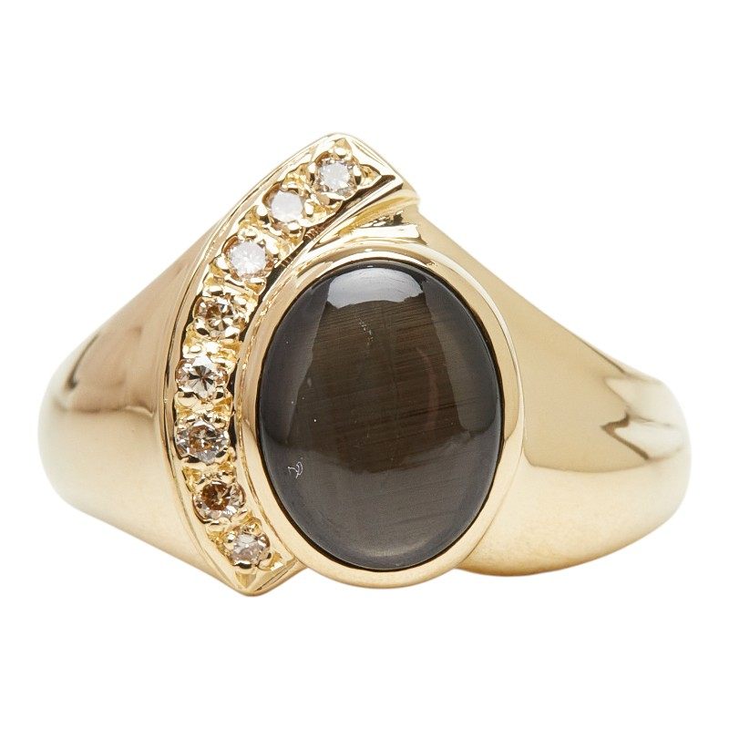 18K Yellow Gold Diamond Sapphire Ring – top view