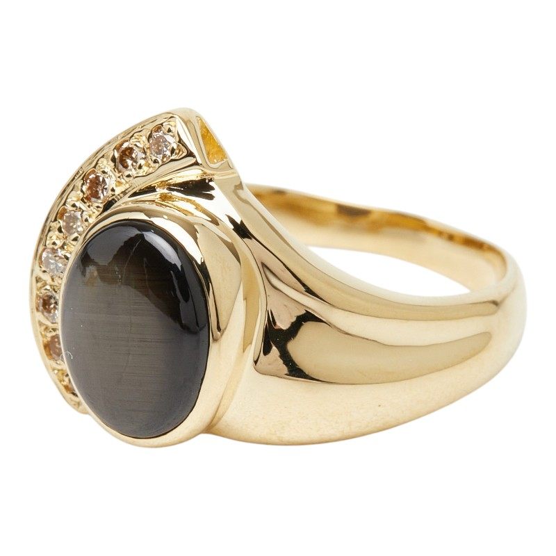 18K Yellow Gold Diamond Sapphire Ring – inside band