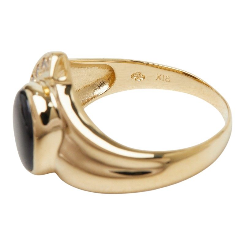 18K Yellow Gold Diamond Sapphire Ring – image 8
