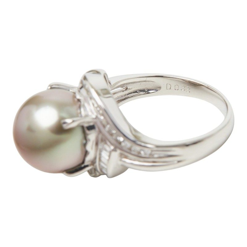 Platinum Black South Sea Pearl Diamond Ring – alternate view