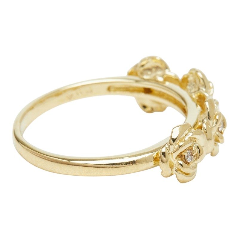 18K Yellow Gold Rose Motif Diamond Ring – inside band