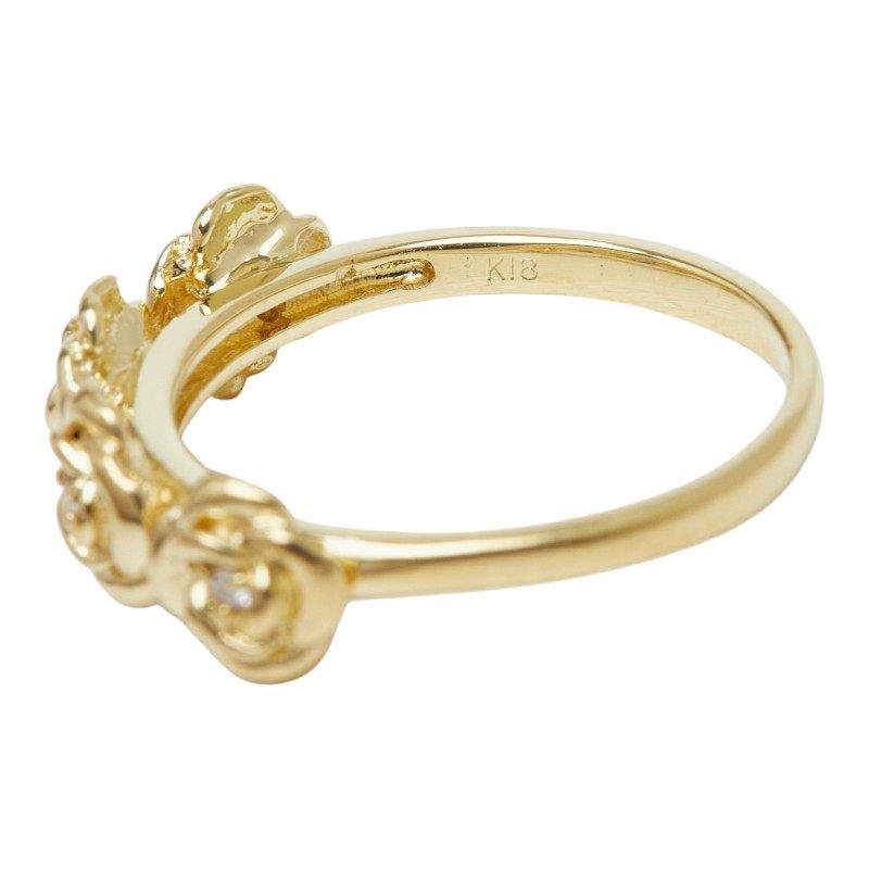 18K Yellow Gold Rose Motif Diamond Ring – close-up