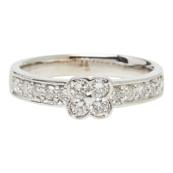 Ponte Vecchio Clover 18K White Gold Diamond Ring – front view