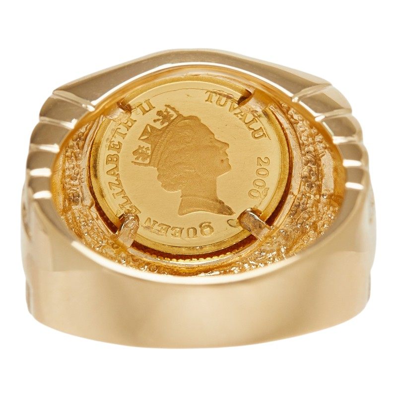 18K Yellow Gold Mosaic Ring – inside band