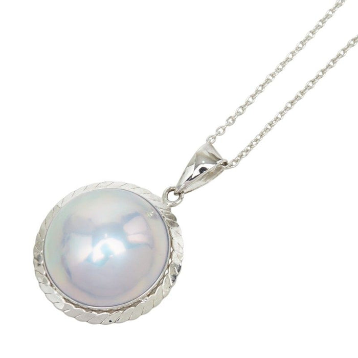 Tasaki 18K White Gold Mabe Pearl Pendant Necklace – front view