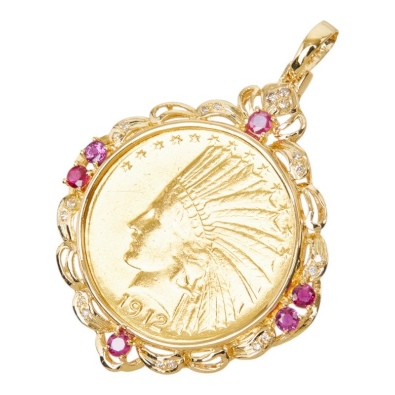 18K Yellow Gold Diamond Ruby Pendant – clasp detail