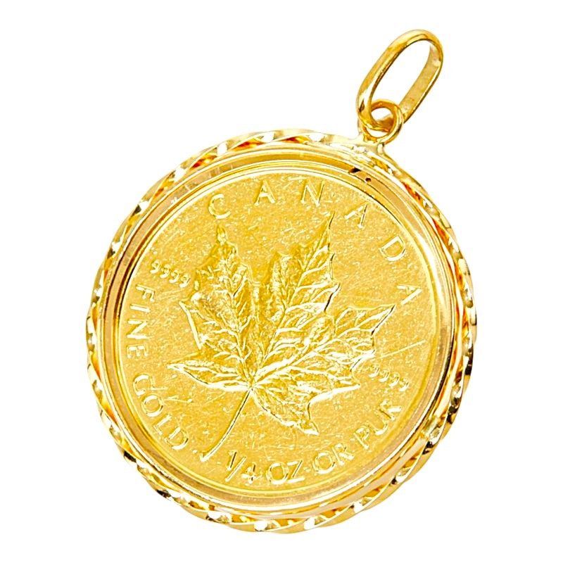 24K Yellow Gold Maple Leaf Coin Pendant – clasp detail