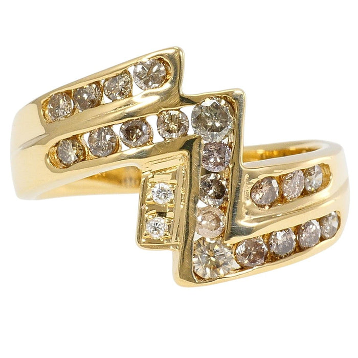 18K Yellow Gold Brown Diamond Ring – front view
