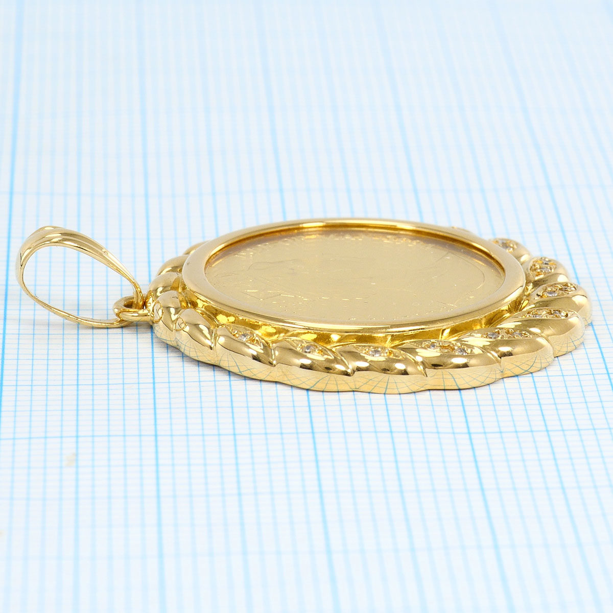 24K Yellow Gold Cat Coin Pendant – alternate view