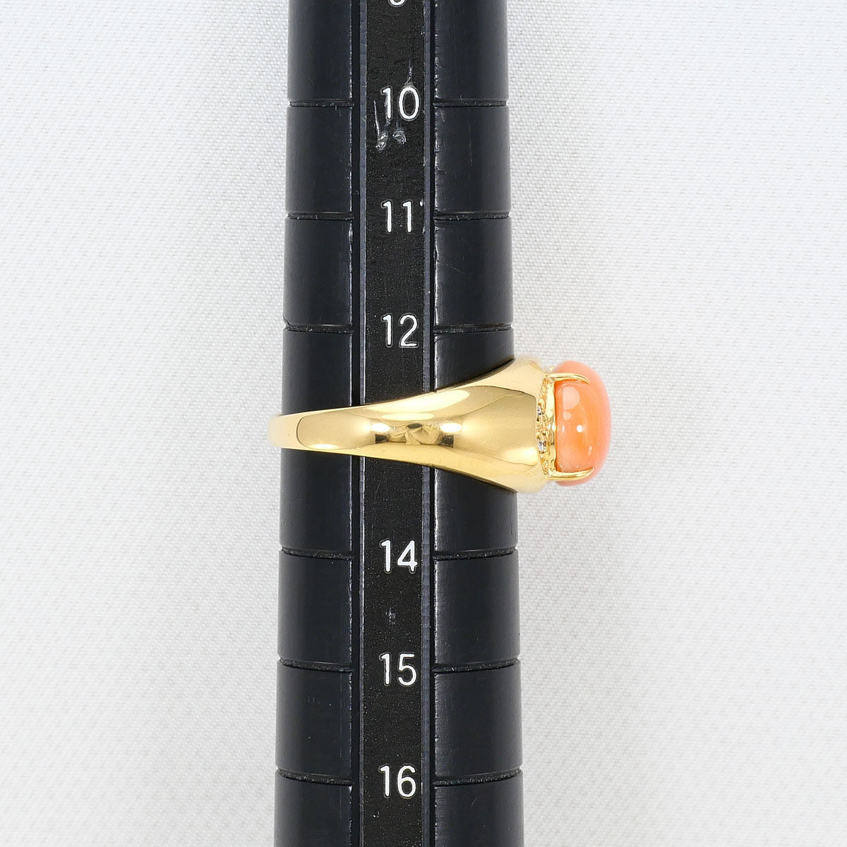 18K Yellow Gold Diamond Coral Ring – image 8