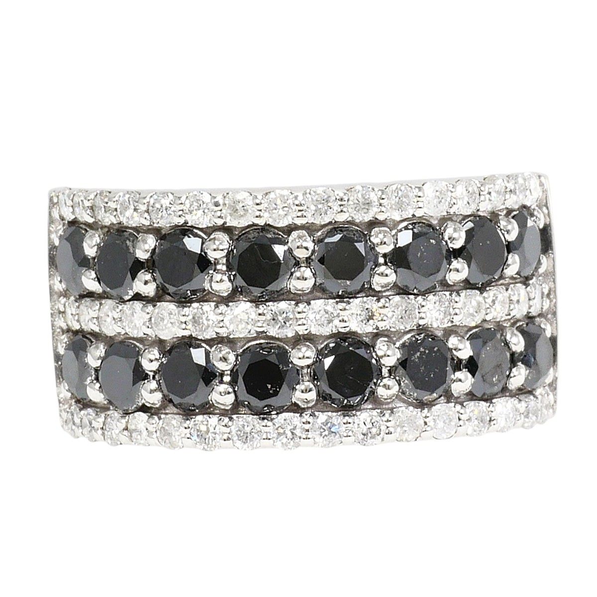 14K White Gold Black Diamond Ring – front view