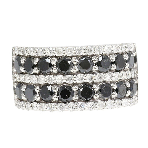 14K White Gold Black Diamond Ring – front view