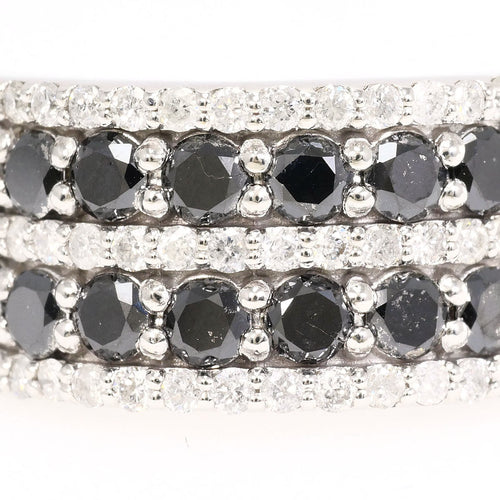14K White Gold Black Diamond Ring – side view