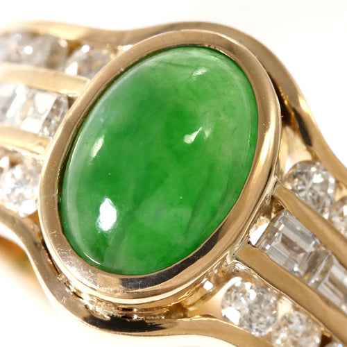 10K Yellow Gold Diamond Jade Ring – side view