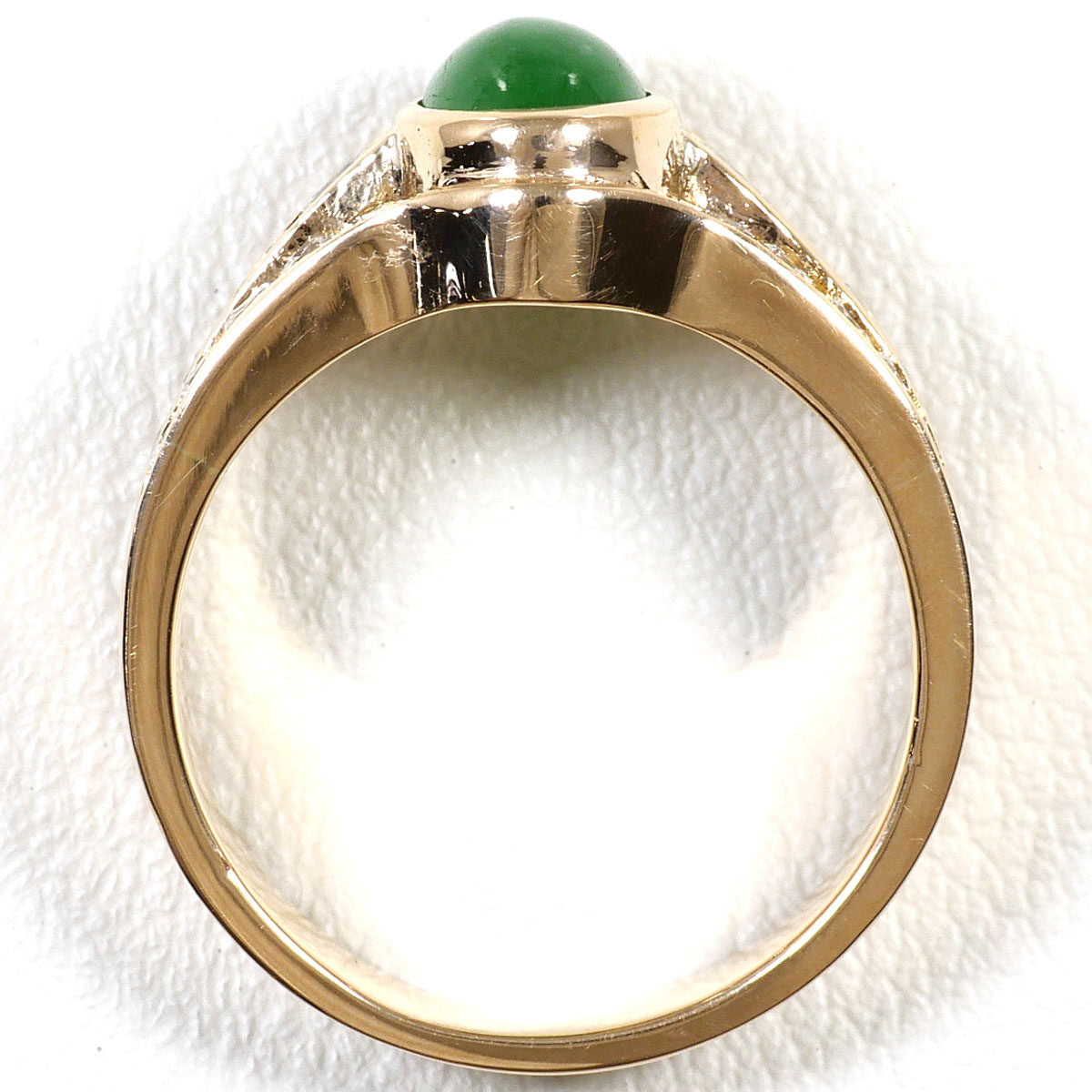 10K Yellow Gold Diamond Jade Ring – top view