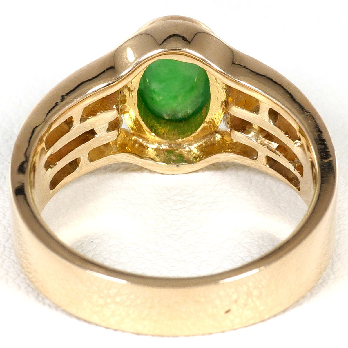 10K Yellow Gold Diamond Jade Ring – inside band