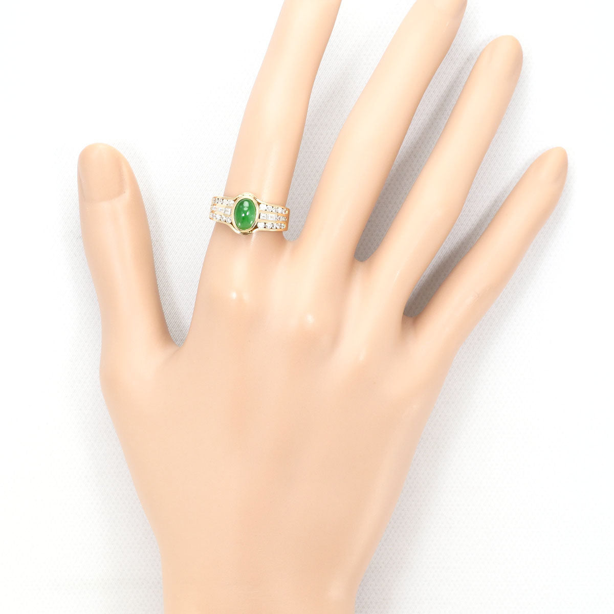 10K Yellow Gold Diamond Jade Ring – alternate view