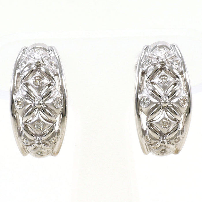 18K White Gold Diamond Earrings – front view
