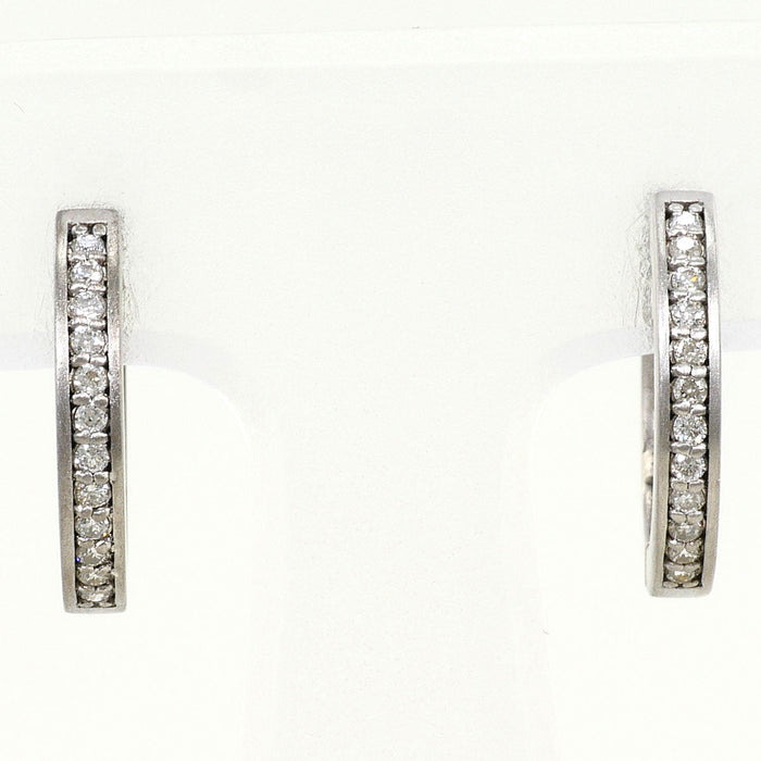 18K White Gold Diamond Earrings – front view