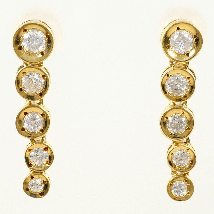 18K Yellow Gold Diamond Earrings – front view