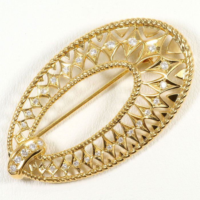 18K Yellow Gold Diamond Brooch – front view