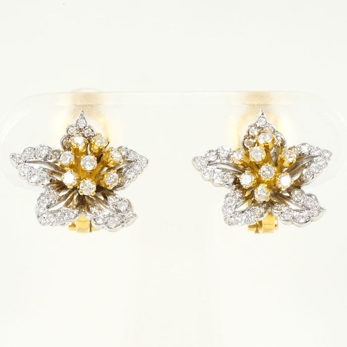 18K Yellow Gold Diamond Clip-On Earrings – front view