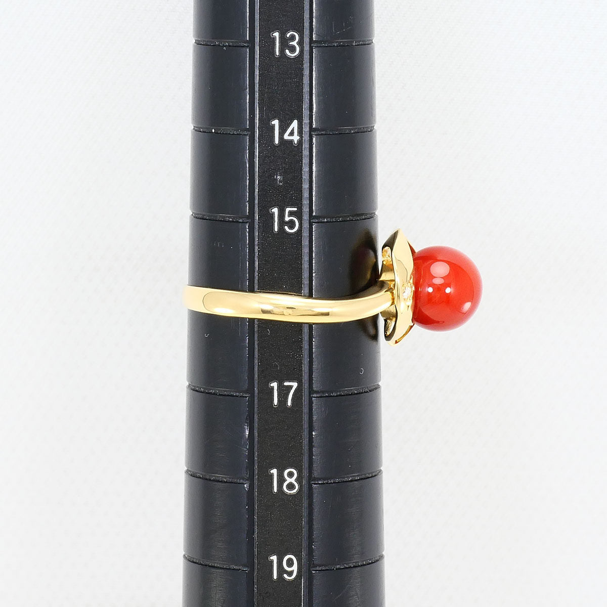 18K Yellow Gold Diamond Coral Ring – image 8