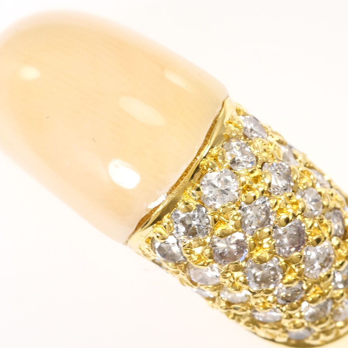 18K Yellow Gold Diamond Coral Ring – side view