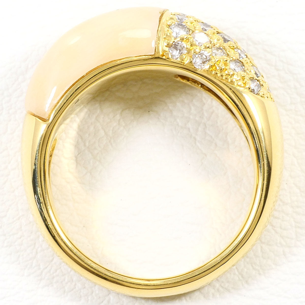 18K Yellow Gold Diamond Coral Ring – top view