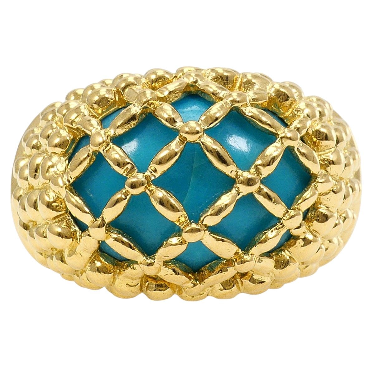 18K Yellow Gold Turquoise Ring – front view