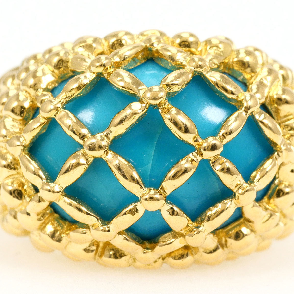 18K Yellow Gold Turquoise Ring – side view