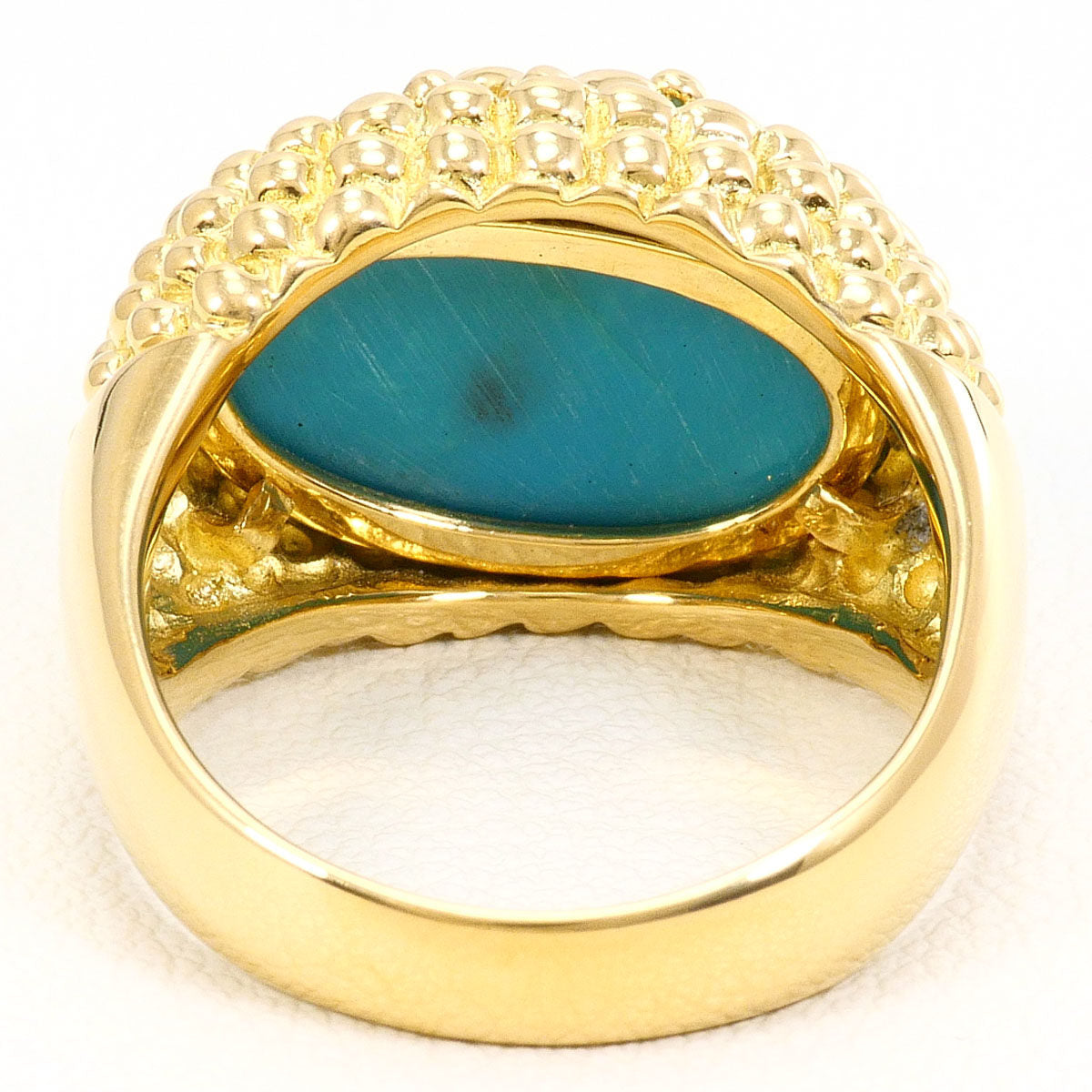 18K Yellow Gold Turquoise Ring – inside band