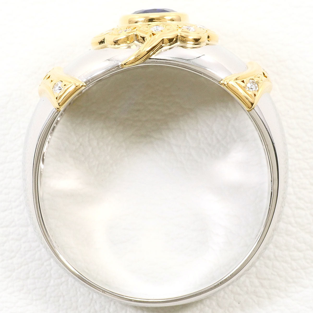 Platinum Diamond Sapphire Ring – top view