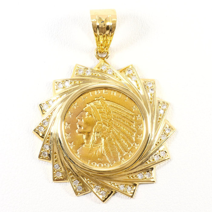 18K Yellow Gold Diamond Pendant – front view